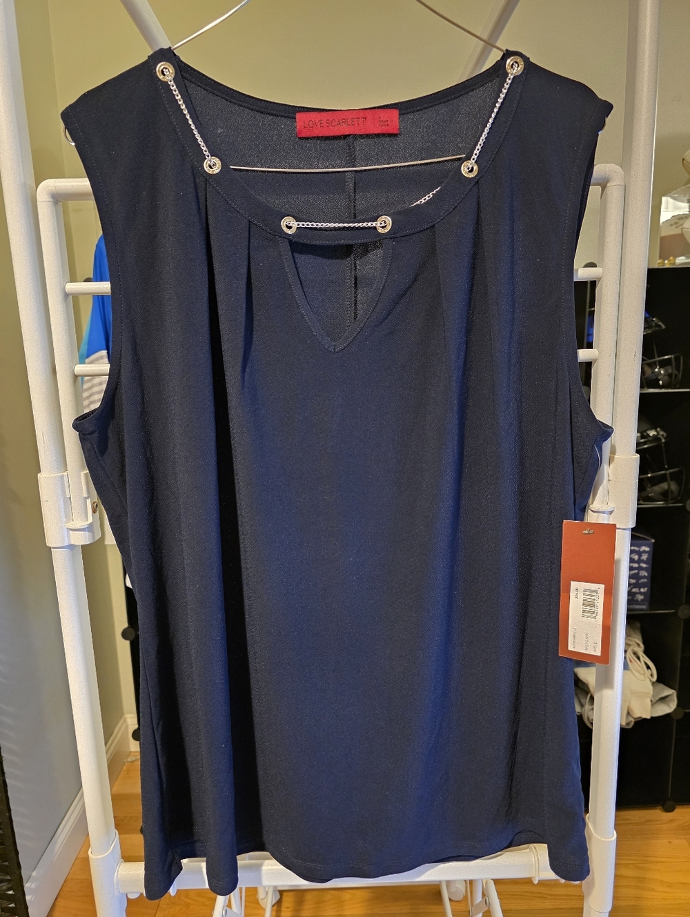 Womens Dark Blue Sleeveless Top Blouse